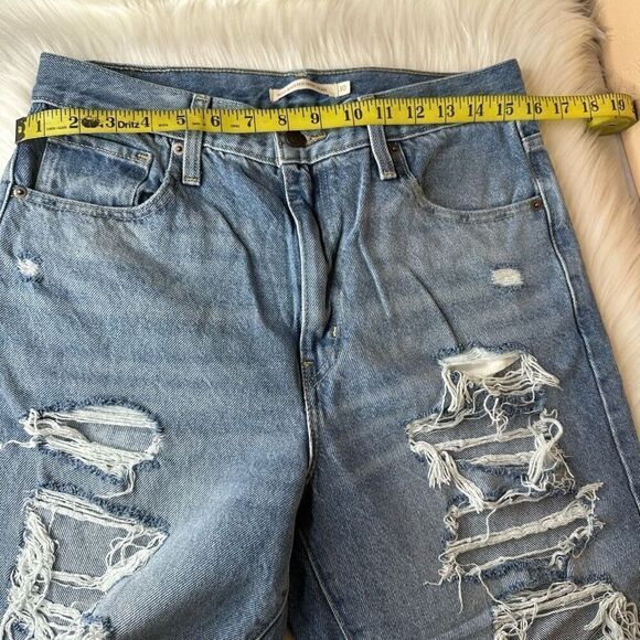 Levi's High Waisted Mom Jeans Deconstructed Indigo Tapered Distressed Size 30 - Picture 9 of 11